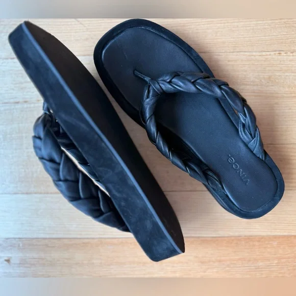 Vince Black Braided Strap Sandal Platform - Picture 2 of 4
